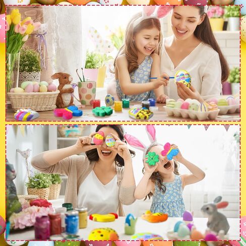 Syhood 24 Pcs Easter Painting Kit for Adults Easter Crafts Ready to Paint Your Own Ceramic DIY Unpainted Easter Bunny Egg Ceramics Easter Ceramics to Paint Easter Ornaments Crafts Gifts for Adults in Saudi Arabia