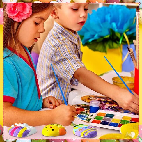 Syhood 24 Pcs Easter Painting Kit for Adults Easter Crafts Ready to Paint Your Own Ceramic DIY Unpainted Easter Bunny Egg Ceramics Easter Ceramics to Paint Easter Ornaments Crafts Gifts for Adults in Saudi Arabia