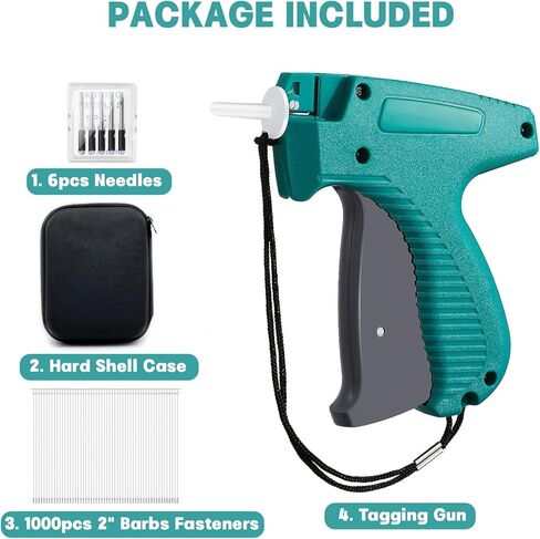 Tagging Gun Kit with Hard Storage Case, Tagging Gun for Clothing, Standard Retail Price Microstitch Gun Attacher for Clothes with 6 Needles & 1000pcs 2" Barbs Fasteners in Saudi Arabia