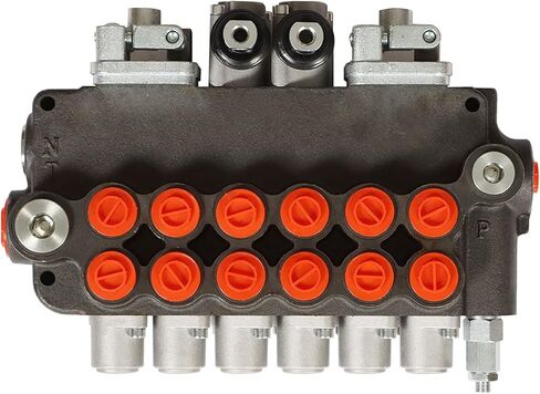 صمام التحكم الاتجاهي الهيدروليكي 6 بكرة 21 GPM 2 عصا التحكم 3625 PSI SAE منافذ صمام هيدروليكي قابل للتعديل مزدوج التمثيل مناسب لوادر الجرارات الصغيرة in Kuwait