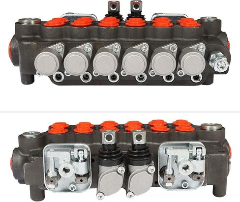 صمام التحكم الاتجاهي الهيدروليكي 6 بكرة 21 GPM 2 عصا التحكم 3625 PSI SAE منافذ صمام هيدروليكي قابل للتعديل مزدوج التمثيل مناسب لوادر الجرارات الصغيرة in Kuwait