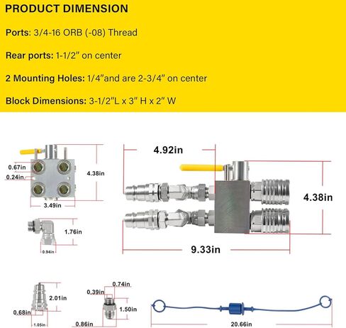 HM1-08-CM2 مضاعف هيدروليكي يدوي، صمام مقسم/محول SCV مع قارنات توصيل وتركيبات Ag للتحكم في دائرتين متوافقتين مع أسطوانات مزدوجة أو مفردة التمثيل تدفق 20 جالونًا في الدقيقة in Saudi Arabia
