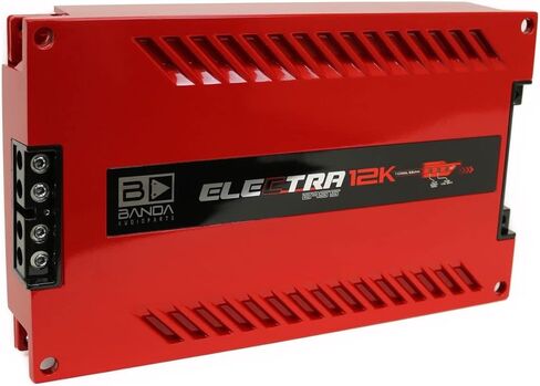 Banda Electra 1-Channel Vehicle Audio Bass Amp - 12600W Mono Bass Amp عالي الطاقة مع مرشح دون سرعة الصوت وفلتر تمرير منخفض مستقر عند 0.5Ohm، مؤشرات LED، تخصص الصوت الأحمر - BANDA 12K.5OHMRED in Kuwait