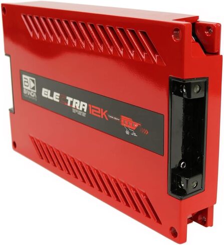 Banda Electra 1-Channel Vehicle Audio Bass Amp - 12600W Mono Bass Amp عالي الطاقة مع مرشح دون سرعة الصوت وفلتر تمرير منخفض مستقر عند 0.5Ohm، مؤشرات LED، تخصص الصوت الأحمر - BANDA 12K.5OHMRED in Kuwait