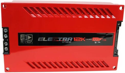 Banda Electra 1-Channel Vehicle Audio Bass Amp - 12600W Mono Bass Amp عالي الطاقة مع مرشح دون سرعة الصوت وفلتر تمرير منخفض مستقر عند 0.5Ohm، مؤشرات LED، تخصص الصوت الأحمر - BANDA 12K.5OHMRED in Kuwait