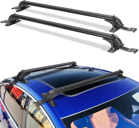 قضبان متقاطعة لرف السقف العالمي، قضبان متقاطعة من الألومنيوم قابلة للقفل مقاس 48 بوصة مع إطار نافذة قابل للتمديد ومفتاح مزدوج، مجموعة قضبان متقاطعة للأمتعة على السطح لشاحنات السيارات ذات السقف العاري، 165 رطلًا بحد أقصى in Kuwait