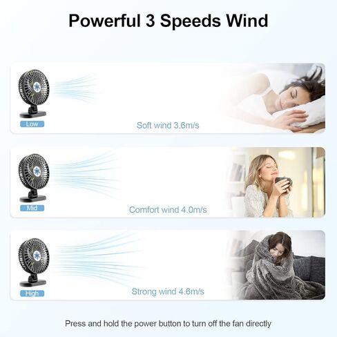 مروحة مكتب CC Store USB، 3 سرعات في زر واحد، صغيرة قوية محمولة وهادئة، قم بتوصيل مروحة الطاقة، مروحة صغيرة قابلة للتعديل لطاولة المكتب المنزلية in Kuwait