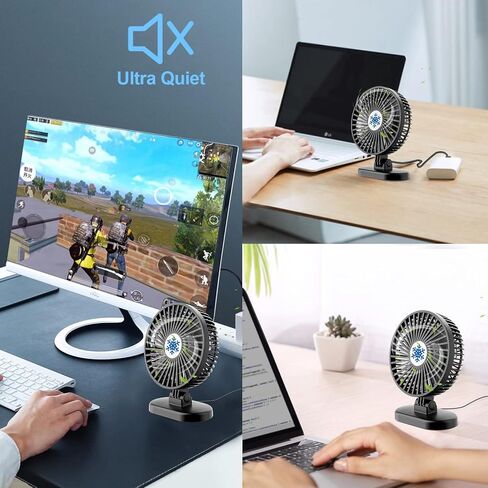 مروحة مكتب CC Store USB، 3 سرعات في زر واحد، صغيرة قوية محمولة وهادئة، قم بتوصيل مروحة الطاقة، مروحة صغيرة قابلة للتعديل لطاولة المكتب المنزلية in Kuwait