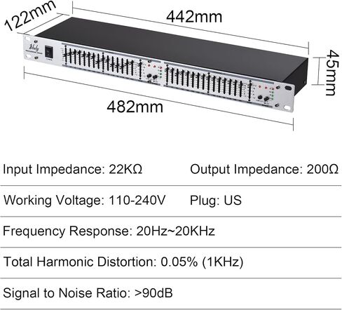 Btuty Audio Equalizer EQ-215 Dual Channel 15-Band Equalizer 1U Rack Mount 2-channel Stereo Graphic Equalizer Stereo Equalizer Graphic Equalizer in Saudi Arabia