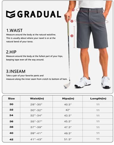 Men's Golf Shorts with 5 Pockets 11" Inseam Stretch Quick Dry Casual Work Dress Shorts for Men in Kuwait