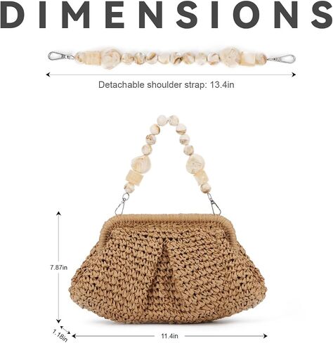 Straw Dumpling Clutch Bag Woven Straw Tote Straw Clutch Purse for Women Summer Beach Bag Wicker Clutch in Saudi Arabia