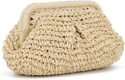 Straw Dumpling Clutch Bag Woven Straw Tote Straw Clutch Purse for Women Summer Beach Bag Wicker Clutch in Saudi Arabia