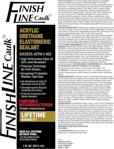 Finish Line Acrylic Urethane Elastomeric Sealant Pre-Filled Precision Caulk Gun One Ounce Tube Single (Black, FLCPREFILL, 1, 00232) in Saudi Arabia