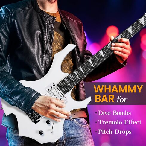 Pyle Heavy Metal EG Fire Electric Guitar Axe w/ Amplifier Kit, Full Size Instrument w/ Practice Amp & Accessories, White Matte in Kuwait