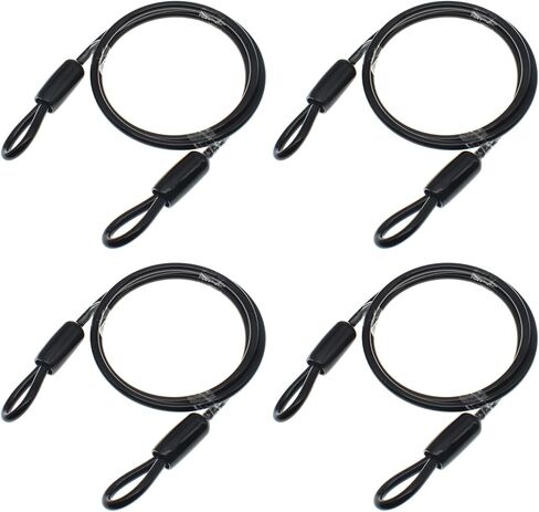 FDXGYH 4 Pcs 12 Inch Heavy Duty Steel Loop Cable Braided Stainless Steel PVC Coated Safety Wire Rope for Outdoor Travel Home Hanging Transport [5mm Thickness] in Saudi Arabia