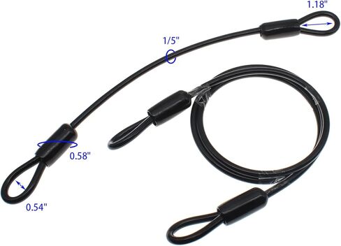 FDXGYH 4 Pcs 12 Inch Heavy Duty Steel Loop Cable Braided Stainless Steel PVC Coated Safety Wire Rope for Outdoor Travel Home Hanging Transport [5mm Thickness] in Saudi Arabia