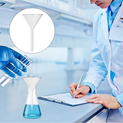 قمع مسحوق الكيمياء، قمع قصير الجذع، مجموعة قمع زجاجي، أدوات زجاجية للمختبرات 45 مم، 50 مم، 75 مم، 100 مم (4 قطع) أدوات زجاجية للمختبر، قمع منفصل، أدوات زجاجية in Kuwait