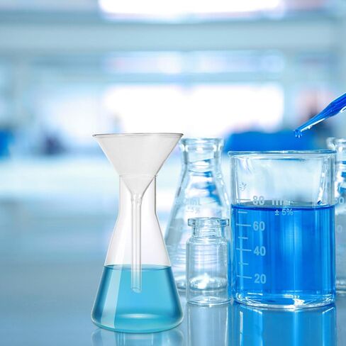 قمع مسحوق الكيمياء، قمع قصير الجذع، مجموعة قمع زجاجي، أدوات زجاجية للمختبرات 45 مم، 50 مم، 75 مم، 100 مم (4 قطع) أدوات زجاجية للمختبر، قمع منفصل، أدوات زجاجية in Kuwait