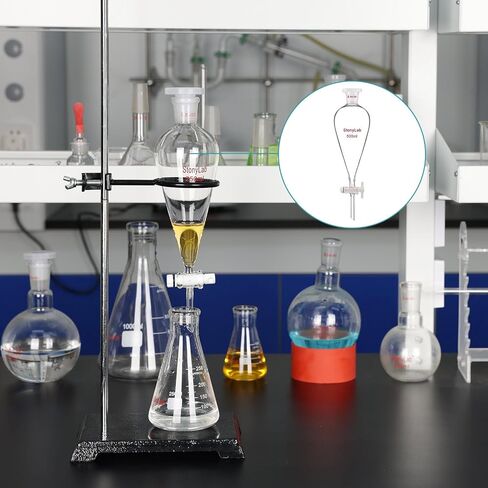 stonylab Borosilicate Glass 60 ml Heavy Wall Conical Separatory Funnel with 19/26 Joints and PTFE Stopcock, 60 ml in Kuwait