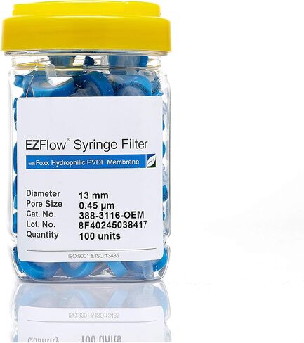 388-3116-OEM إعداد عينة مرشح حقنة PVDF EZFlow المحب للماء، قطر 13 مم، حجم المسام 45 ميكرومتر (عبوة من 100) in Kuwait