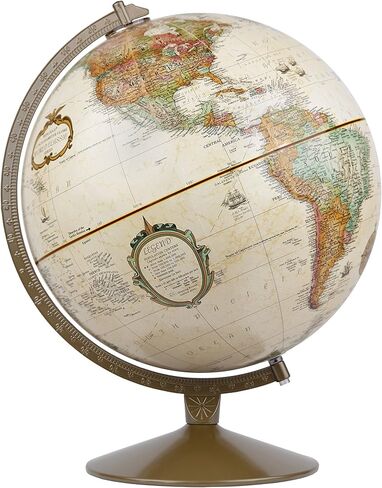Replogle Globes Franklin World Globe، محيط عتيق، قطر 30.48 سم، أكثر من 4000 اسم مكان in Kuwait