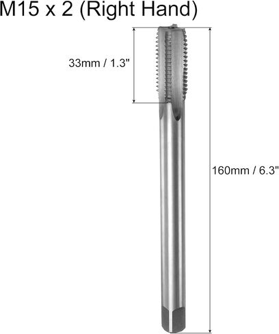 uxcell Metric Thread Tap M15 x 2 H2 160mm Extra Long Straight Flute Screw Thread Milling Machine Taps Threading Tapping Repair Tool in Saudi Arabia