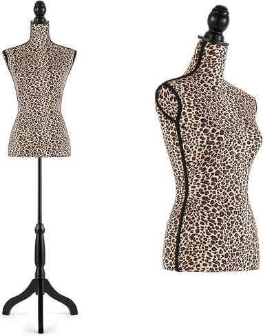 فستان على شكل عارضة أزياء أنثوية، جسم عارضة أزياء بارتفاع قابل للتعديل مع حامل للخياطة، العرض، طباعة الفهد in Kuwait