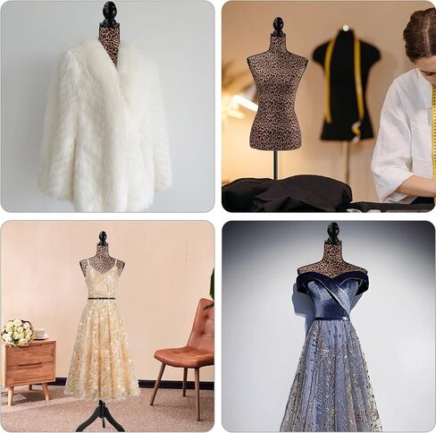 فستان على شكل عارضة أزياء أنثوية، جسم عارضة أزياء بارتفاع قابل للتعديل مع حامل للخياطة، العرض، طباعة الفهد in Kuwait