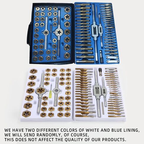 Tap and Die Set Bearing Steel & Titanium Coated (86 Piece Set with Metal Storage Case) Metric & SAE Sizes for Internal and External Threading Tapping repair… in Saudi Arabia