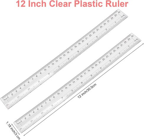 2 Pack 6 inch Clear Plastic Ruler Straight Shatterproof Transparent Rulers for Office Supply (Clear) in Saudi Arabia