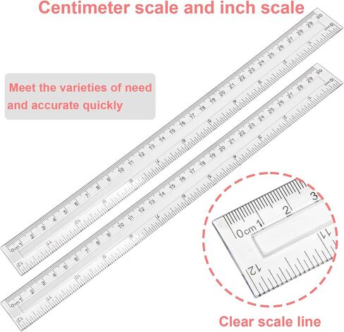 2 Pack 6 inch Clear Plastic Ruler Straight Shatterproof Transparent Rulers for Office Supply (Clear) in Saudi Arabia