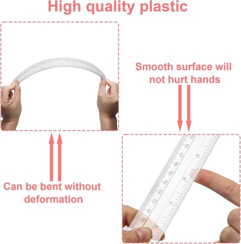 2 Pack 6 inch Clear Plastic Ruler Straight Shatterproof Transparent Rulers for Office Supply (Clear) in Saudi Arabia