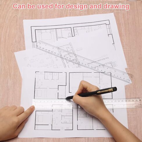 2 Pack 6 inch Clear Plastic Ruler Straight Shatterproof Transparent Rulers for Office Supply (Clear) in Saudi Arabia