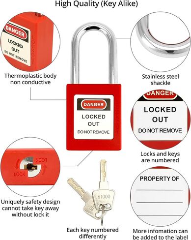 QWORK Lockout Tagout Station with Loto Kits, Electrical Safety Loto Kit, Includes 6 pcs Safety Padlock, Lockout Station, 2 Pcs Hasp, 32 Pcs Tags & 20 Pcs Zip Ties, for Industrial, Electric Power in Kuwait