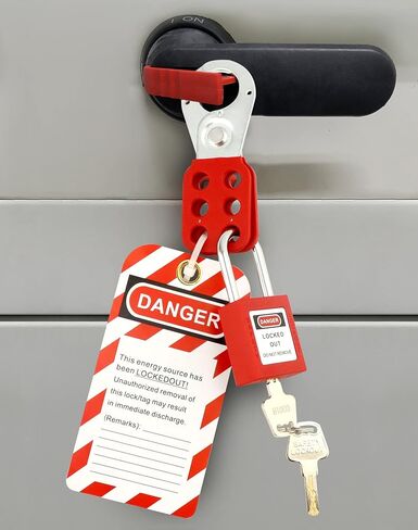 QWORK Lockout Tagout Station with Loto Kits, Electrical Safety Loto Kit, Includes 6 pcs Safety Padlock, Lockout Station, 2 Pcs Hasp, 32 Pcs Tags & 20 Pcs Zip Ties, for Industrial, Electric Power in Kuwait