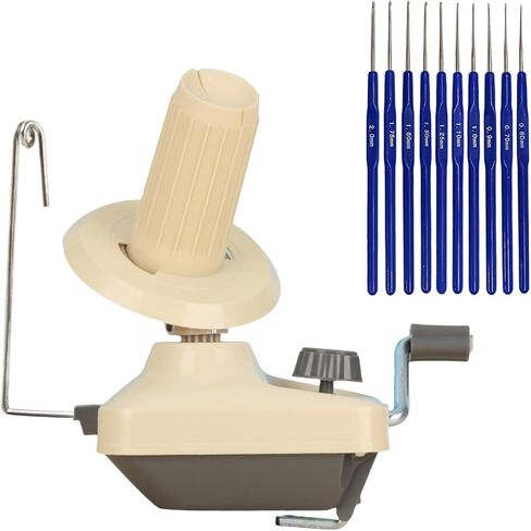 لفافة الغزل، لفافة كرة الغزل للكروشيه، سهلة الإعداد والاستخدام، متينة، بما في ذلك مجموعة خطافات كروشيه 10 مقاسات (رمادي) in Kuwait