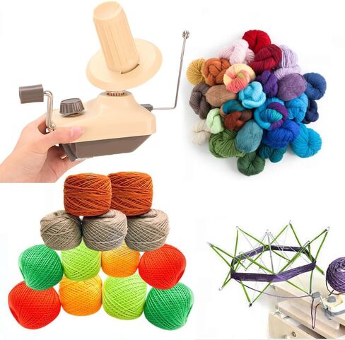 لفافة الغزل، لفافة كرة الغزل للكروشيه، سهلة الإعداد والاستخدام، متينة، بما في ذلك مجموعة خطافات كروشيه 10 مقاسات (رمادي) in Kuwait