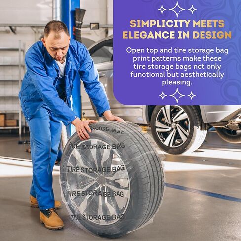 أكياس تخزين الإطارات الشفافة من APQ حتى إطارات مقاس 19 بوصة. 100 عبوة من حقيبة تخزين الإطارات من البولي إيثيلين سعة 1.5 مل. أكياس الإطارات البلاستيكية المقاومة للماء. حافظات حقائب الإطارات شديدة التحمل للسيارة والدراجة وعجلات الدراجات in Kuwait