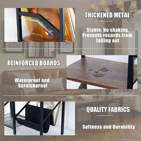 حامل تسجيل فينيل ثلاثي الطبقات، حامل تسجيل كبير يصل إلى 150 ألبومًا، حامل قرص دوار أسود مع خزانة استريو لتخزين السجلات، رف طاولة مشغل التسجيلات لغرفة النوم وغرفة المعيشة in Kuwait