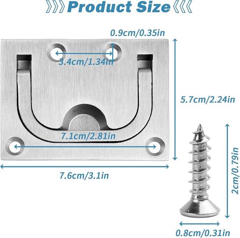 316 Stainless Steel Hatch Pull Flush Lift Boat Ring Hatches Pull Handle with Mount Screws for Boat Deck Hatch Handle and Home Furniture Recessed Handle etc in Saudi Arabia