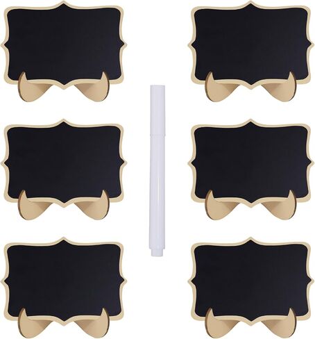 6 قطع من السبورات الصغيرة وعبوة واحدة من أقلام الطباشير البيضاء، ولافتات زفاف صغيرة على شكل موجة، وديكورات للمناسبات، وبطاقات اسم الطاولة مع حامل خشبي للحفلات in Kuwait