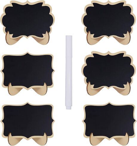 6 قطع من لافتات السبورة الصغيرة، سبورة صغيرة على شكل سحابة ومموجة مع أقلام طباشير بيضاء، لبطاقات اسم الطعام أو العلامات، ولافتات الطاولة، ولافتات الزفاف مع حامل خشبي in Kuwait