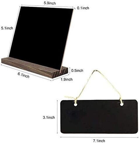 5 × 6 بوصات لافتات سبورة صغيرة، علامات سبورة خشبية عتيقة على سطح الطاولة مع قطعتين ممحاة سبورة و3 قطع لافتات تعليق سبورة، مجموعة من 10 مثالية لحفلات الزفاف، وأرقام الطاولات، ولوحات الرسائل، وديكور الحفلات in Kuwait