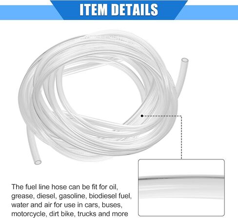 Fuel Vent Line Hose, 0.2"x197" 5mm x 5m Gas Line Petrol Hose Tube Universal for ATV Dirt Bike Go Kart Durable Polyurethane Black in Kuwait