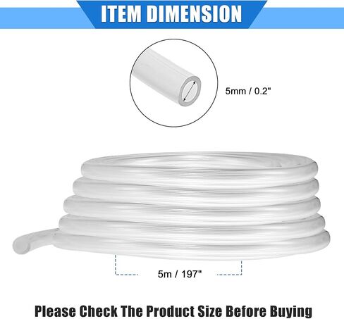 Fuel Vent Line Hose, 0.2"x197" 5mm x 5m Gas Line Petrol Hose Tube Universal for ATV Dirt Bike Go Kart Durable Polyurethane Black in Kuwait