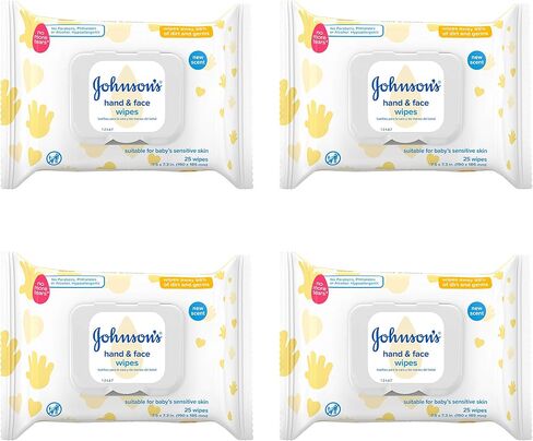 Johnson's Baby Disposable Hand & Face Cleansing Wipes, Pre-Moistened Wipes Gently Remove 99% of Germs & Dirt from Delicate Skin, Paraben-, Phthalate- & Alcohol-Free, Hypoallergenic, 25 ct in Saudi Arabia