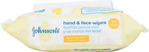 Johnson's Baby Disposable Hand & Face Cleansing Wipes, Pre-Moistened Wipes Gently Remove 99% of Germs & Dirt from Delicate Skin, Paraben-, Phthalate- & Alcohol-Free, Hypoallergenic, 25 ct in Saudi Arabia