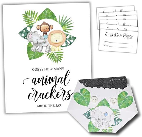 Baby Shower Guess How Many Game Sign, 30 Guess Cards, Diaper Gift Card Holder Prize for Winner (Blue Plaid) in Kuwait