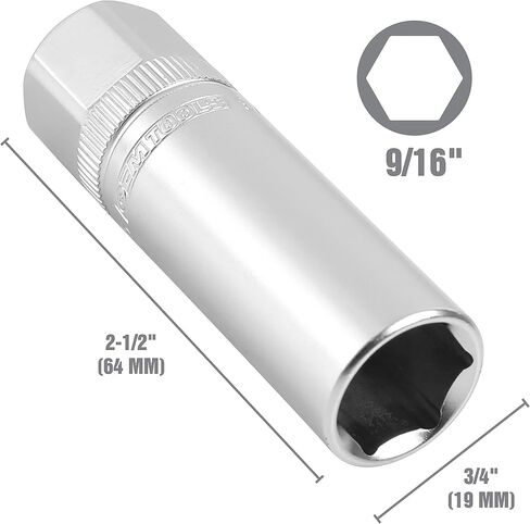 OEMTOOLS 22891 3/8 Drive Magnetic Spark Plug Socket Set, Contains 5/8" (16 mm), 9/16", and 13/16" 6 Point Deep Sockets, Fits Most Car Spark Plugs in Saudi Arabia