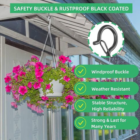 30 PCS Screw in Light Hooks for Outdoor String Lights, Windproof Q Hanger Hooks Safety Buckle, Eye Hooks Cup Hook for Hanging Plants, Christmas Lights & Patio Lights, 2.2 Inches, Black in Saudi Arabia